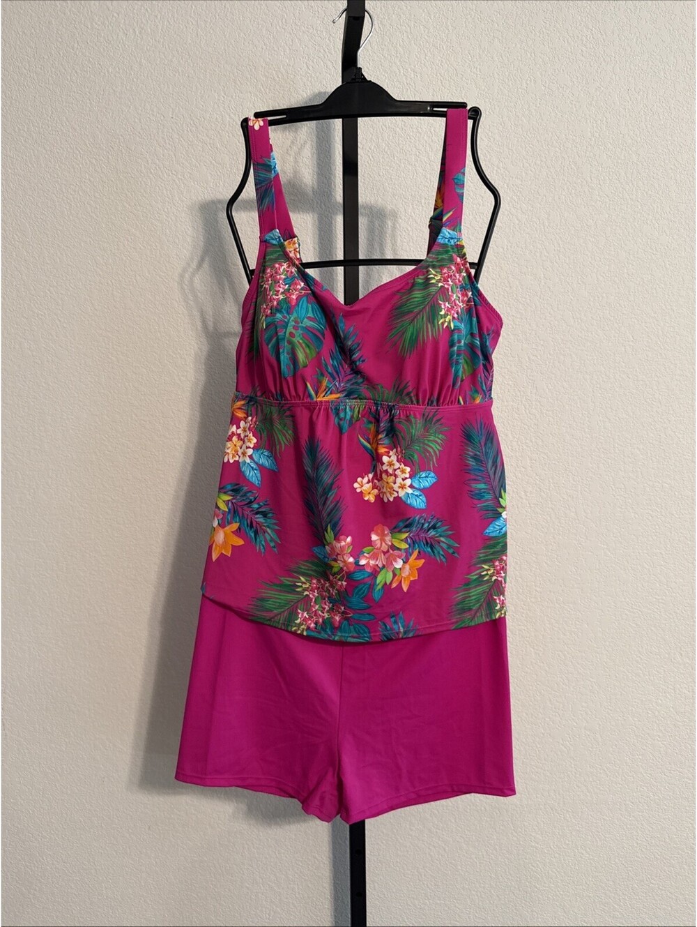 NWOT Kim Gravel x Swimsuits For All Tankini Set w Bike Shorts Size 14 Pink